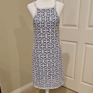 Studio M Navy and White Crochet Mini Dress